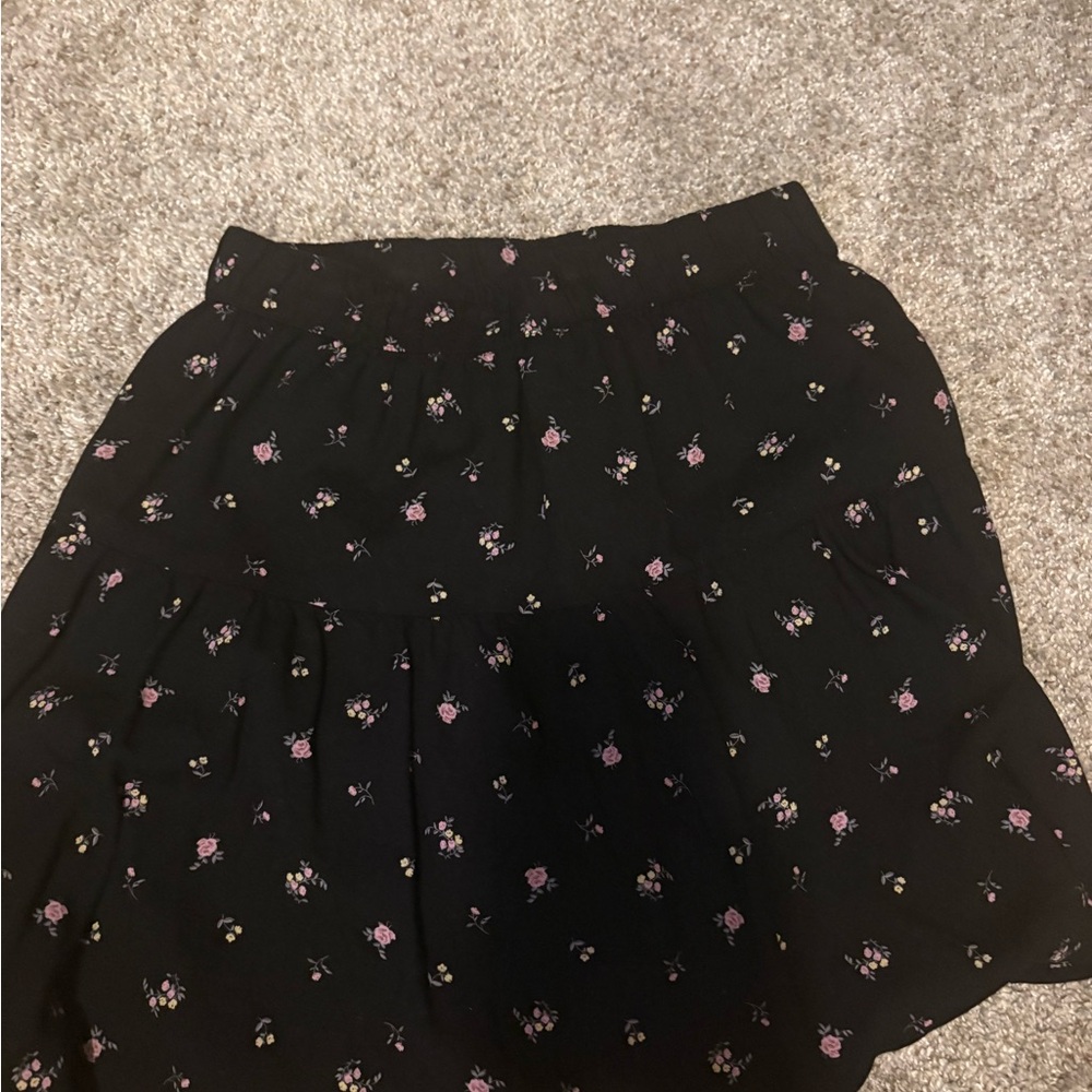 Abercrombie Kids Black Floral A-Line Skirt